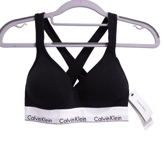 NEW Calvin Klein Modern Cotton Lightly Lined Bralette Size Small Black - Picture 1 of 6